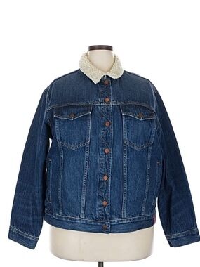Madewell x KULE Jean Jacket with Cream Sherpa Collar and Removable Sherpa Liner